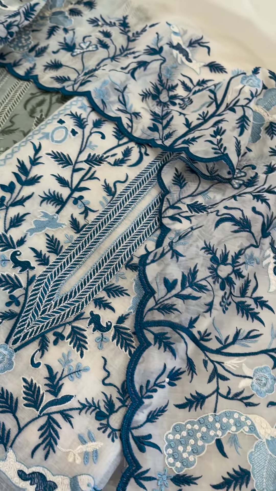 Embroidered Botanical Garden Unstitched Suit Fabric - Image 2