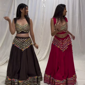 Mirror Work Festive Lehenga Set with Colorful Tassels