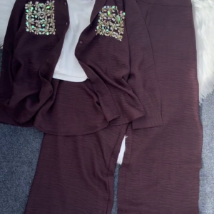 Women’s Teal Embellished Two-Piece Set