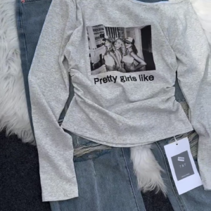 Grey Graphic Long Sleeve Tee
